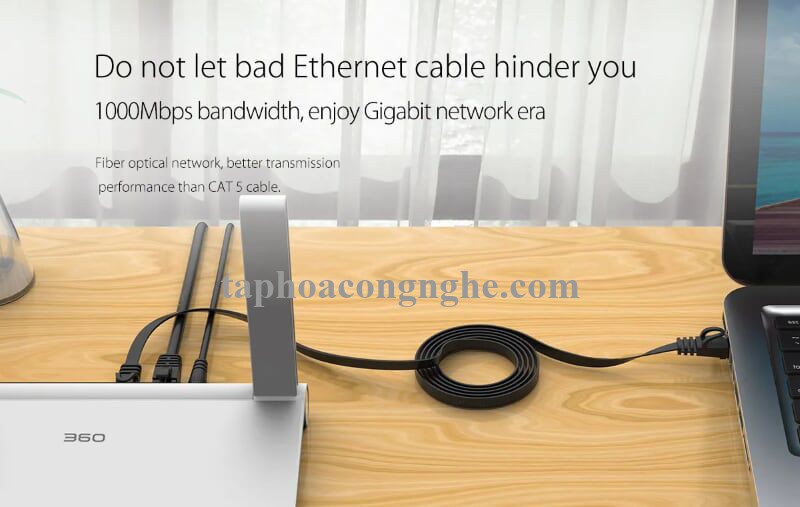 Orico 96301 PUG-C6B-100-BK CAT6 Dây dẹp 10M màu Đen Cáp mạng 30096301